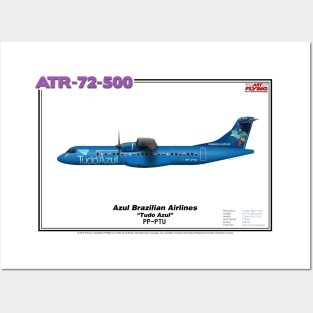 Avions de Transport Régional 72-500 - Azul Brazilian Airlines "Tudo Azul" (Art Print) Posters and Art